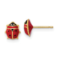 14k Polished Enameled Medium Ladybug Post Earrings-YE2084