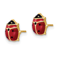 14k Polished Enameled Large Ladybug Post Earrings-YE2086