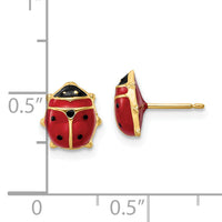 14k Polished Enameled Large Ladybug Post Earrings-YE2086