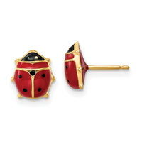 14k Polished Enameled Large Ladybug Post Earrings-YE2086