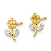 14K and Rhodium Flower Post Earrings-YE2092