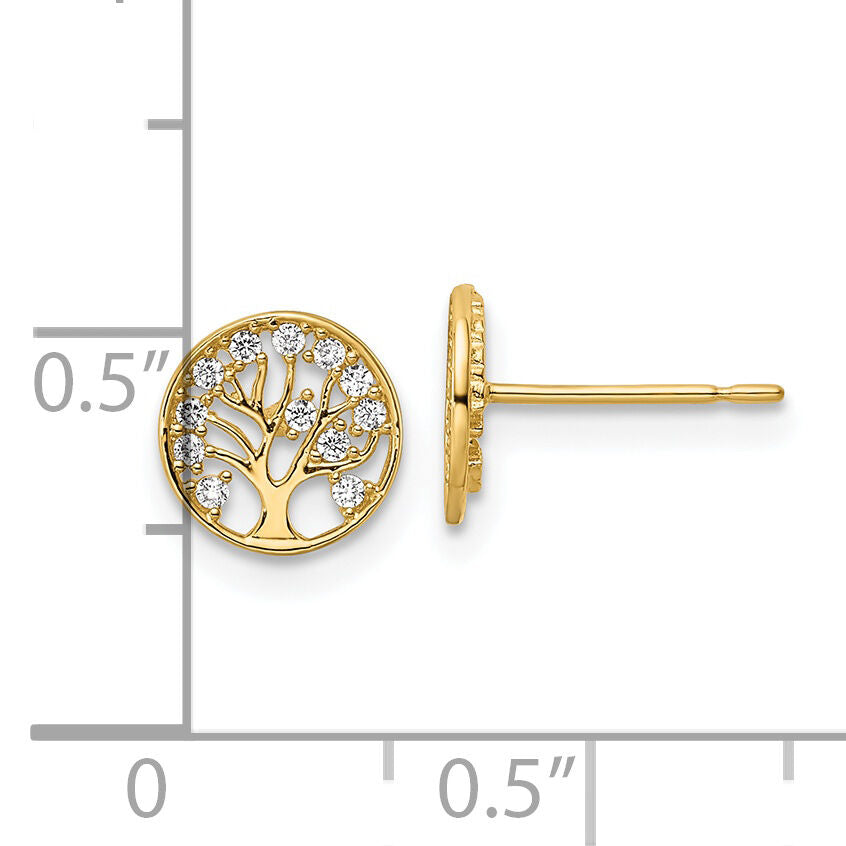 14k CZ Tree of Life Post Earrings-YE2094