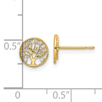 14k CZ Tree of Life Post Earrings-YE2094