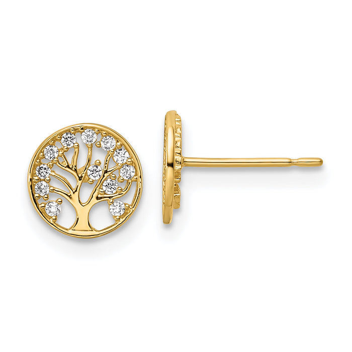 14k CZ Tree of Life Post Earrings-YE2094