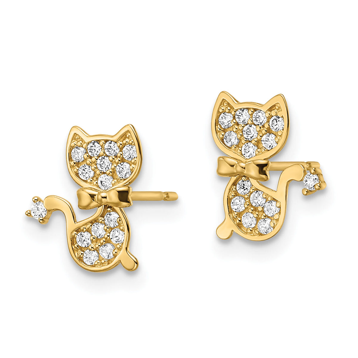 14k CZ Cat Post Earrings-YE2102