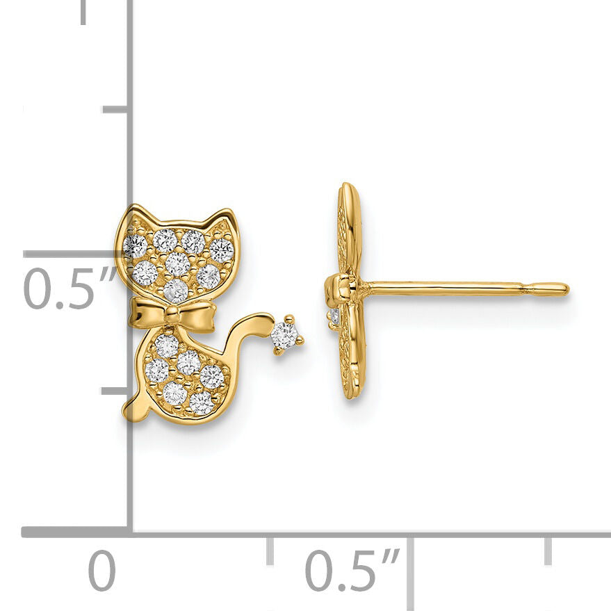 14k CZ Cat Post Earrings-YE2102