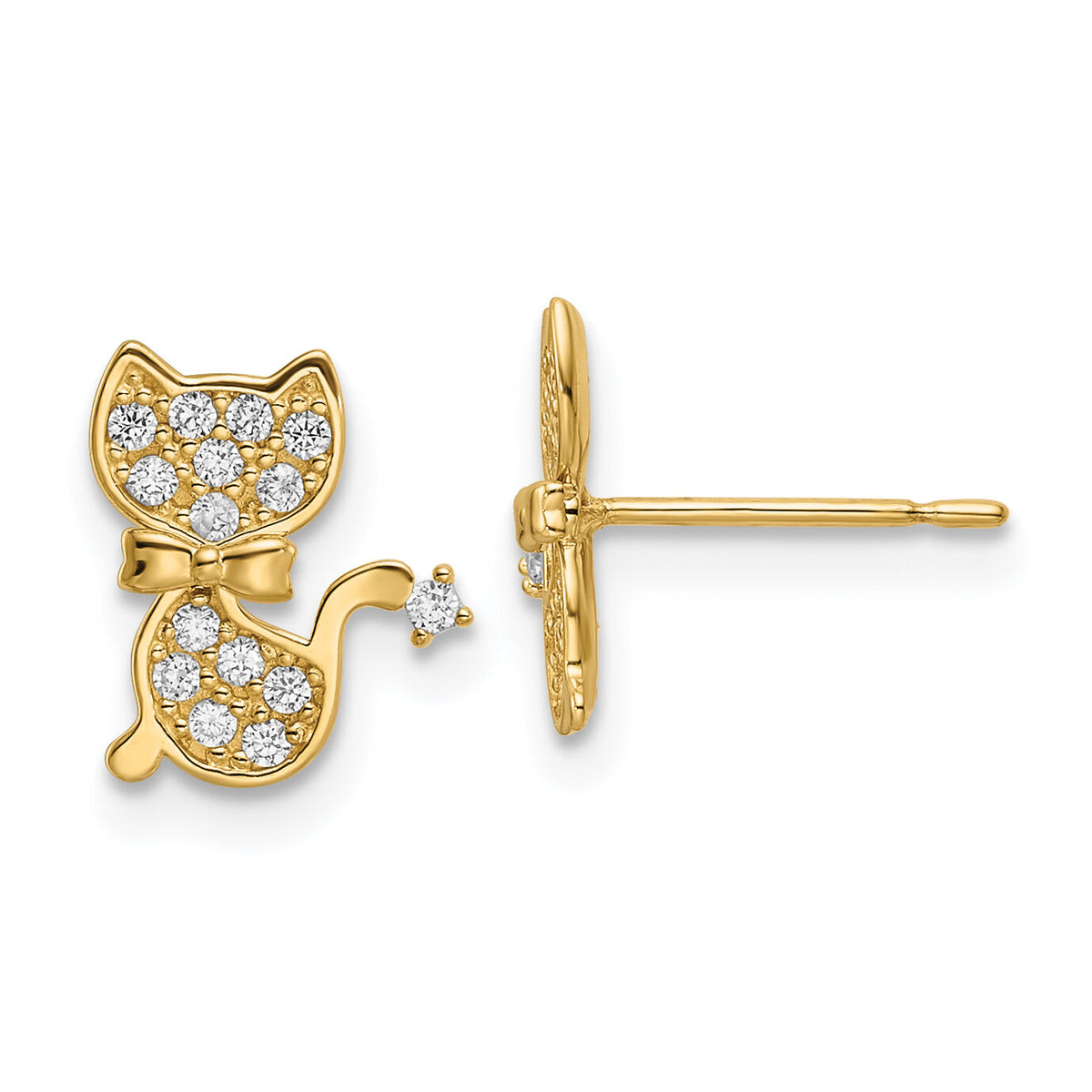 14k CZ Cat Post Earrings-YE2102