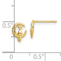 14k CZ Cat on the Moon Post Earrings-YE2103