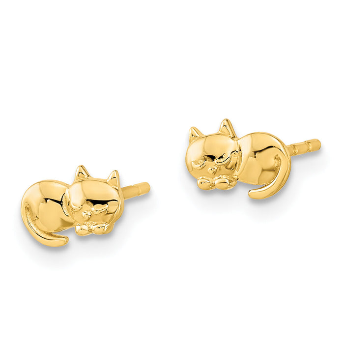 14K Polished Cat Post Earrings-YE2104