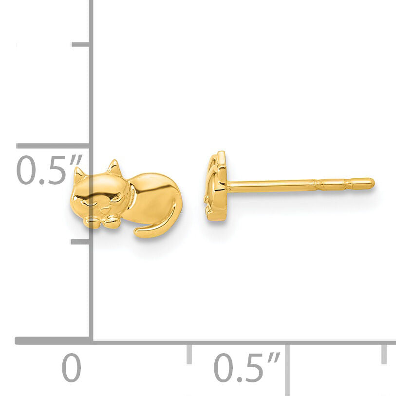 14K Polished Cat Post Earrings-YE2104