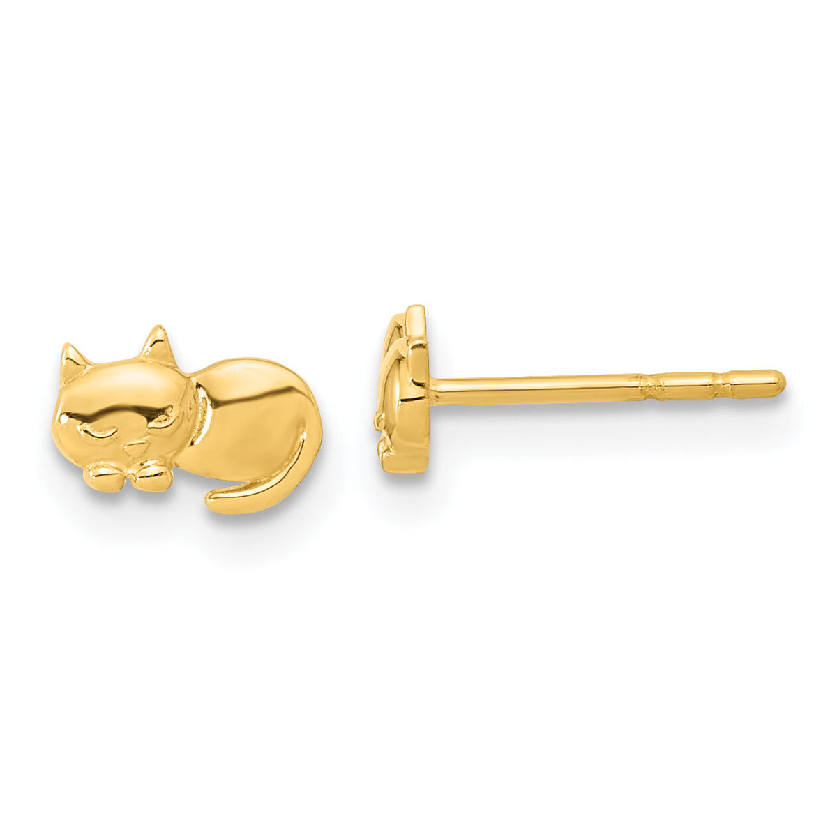 14K Polished Cat Post Earrings-YE2104