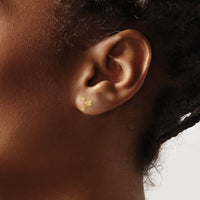 14k Pink Enamel Hummingbird Post Earrings-YE2106