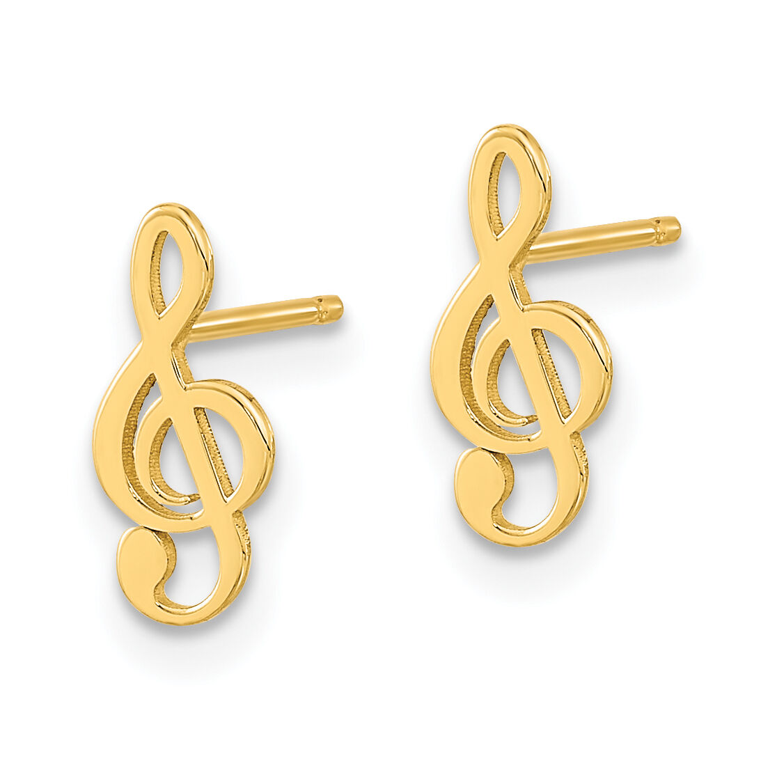 14K Polished Treble Clef Note Post Earrings-YE2116