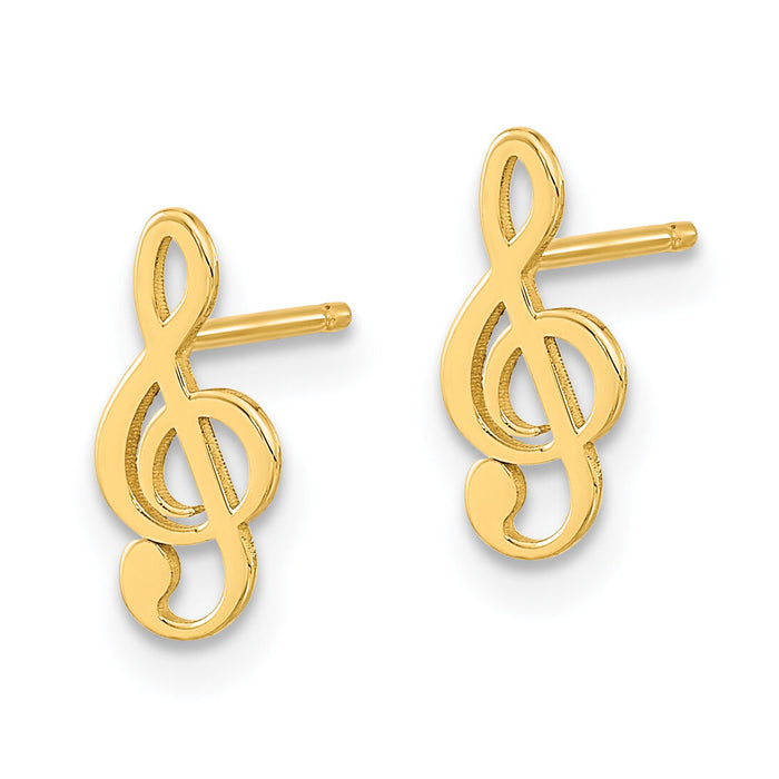 14K Polished Treble Clef Note Post Earrings-YE2116