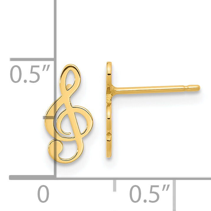 14K Polished Treble Clef Note Post Earrings-YE2116
