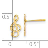 14K Polished Treble Clef Note Post Earrings-YE2116