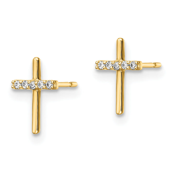 14k CZ Cross Post Earrings-YE2122