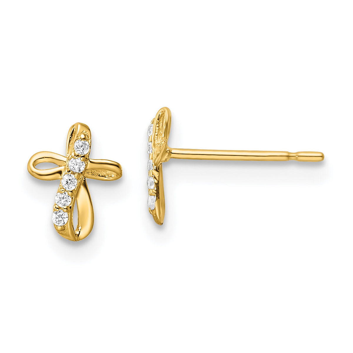 14k CZ Cross Post Earrings-YE2123