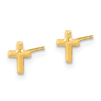 14K Polished Set of Ball Post CZ Flowers and Cross 3 Pair Earrings Set-YE2126