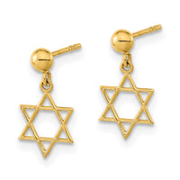14K Polished Star of David Post Dangle Earrings-YE2128