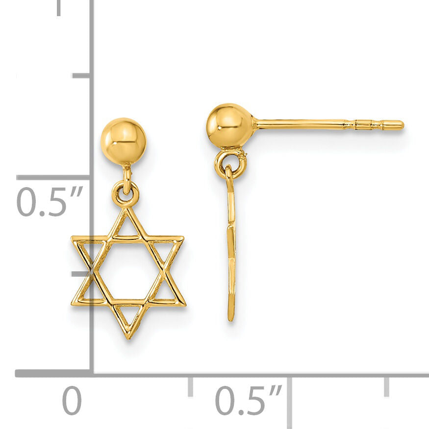 14K Polished Star of David Post Dangle Earrings-YE2128