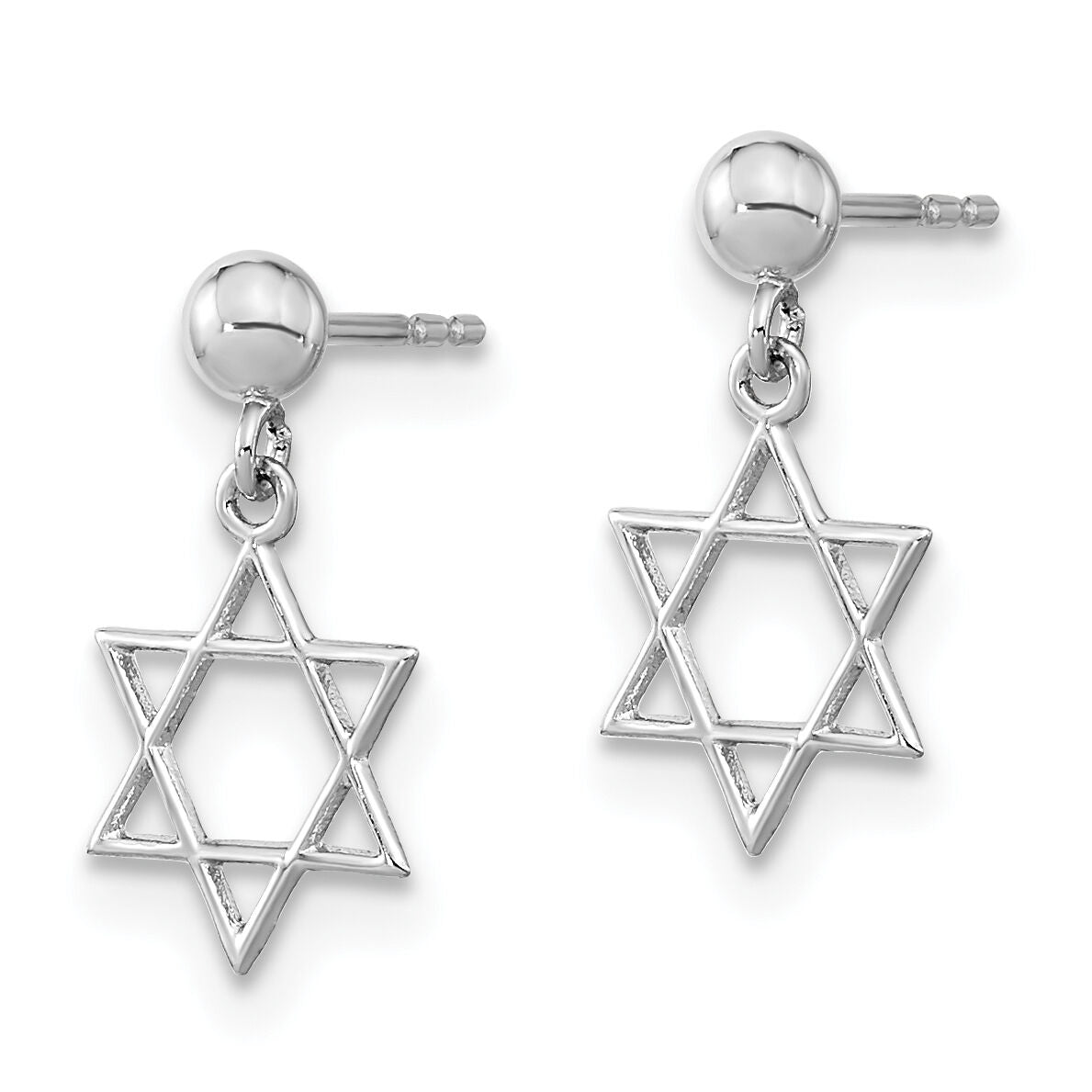 14KW Polished Star of David Post Dangle Earrings-YE2129