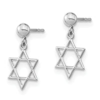 14KW Polished Star of David Post Dangle Earrings-YE2129
