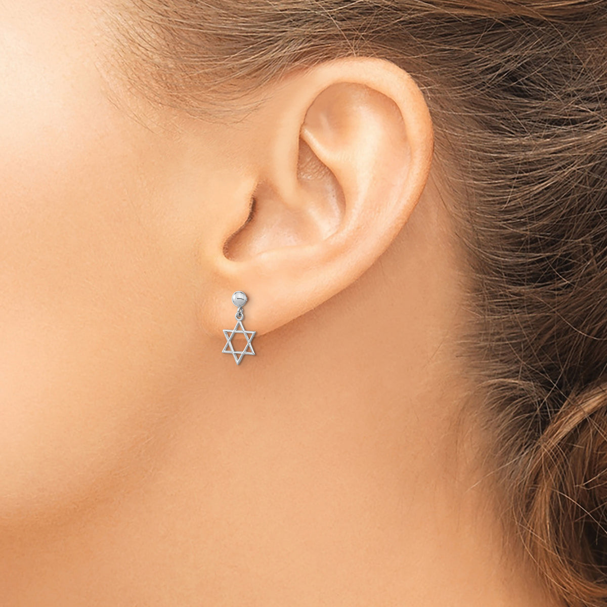 14KW Polished Star of David Post Dangle Earrings-YE2129