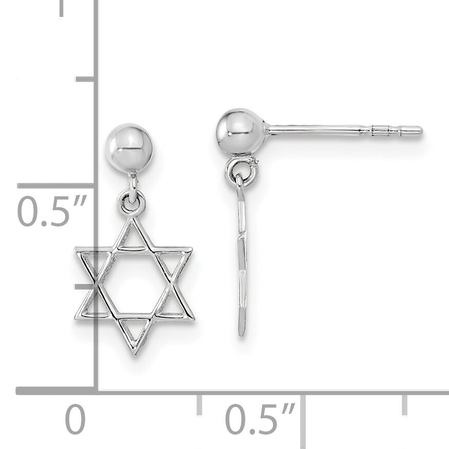14KW Polished Star of David Post Dangle Earrings-YE2129