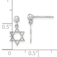 14KW Polished Star of David Post Dangle Earrings-YE2129