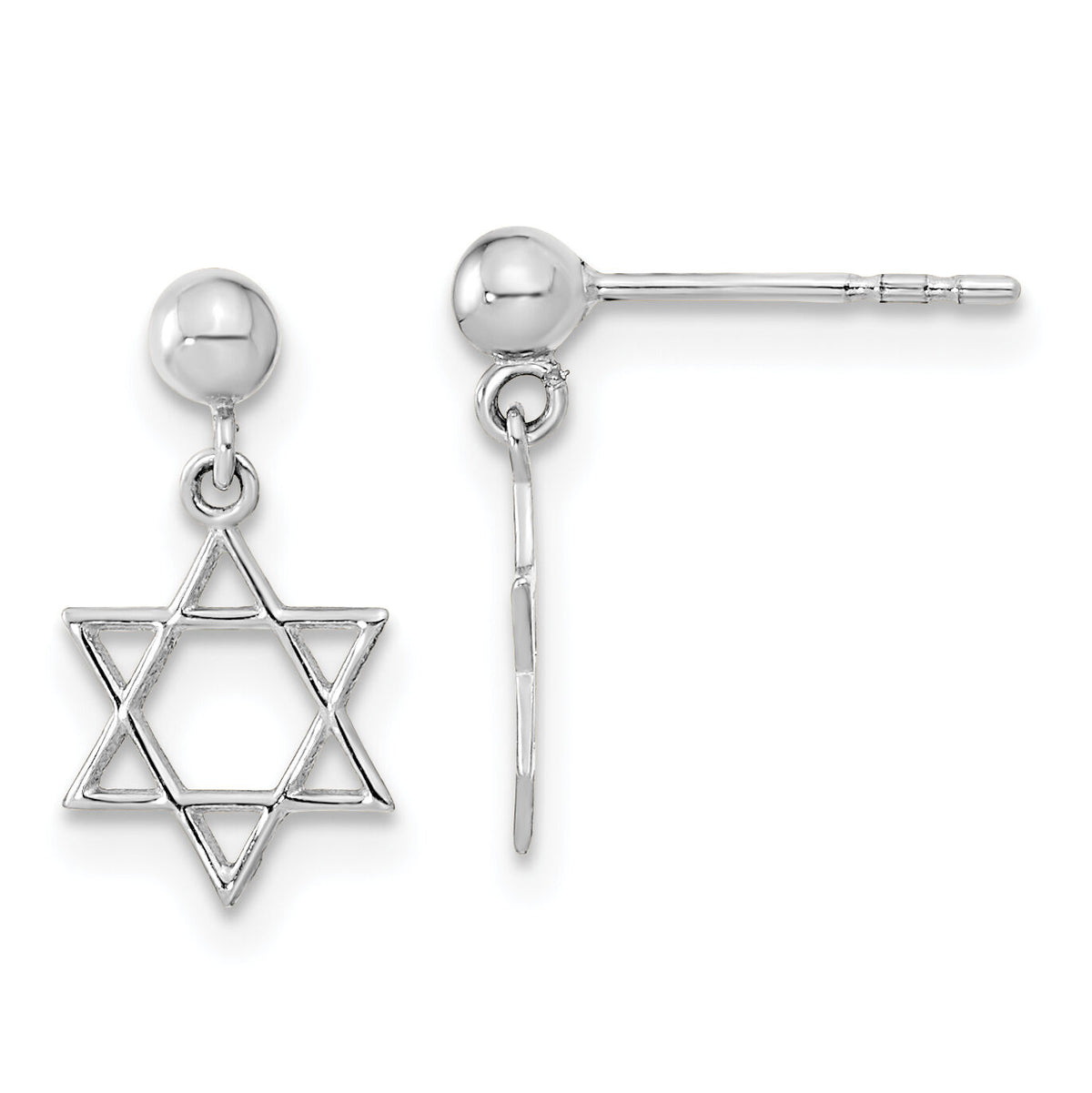 14KW Polished Star of David Post Dangle Earrings-YE2129