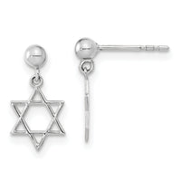 14KW Polished Star of David Post Dangle Earrings-YE2129