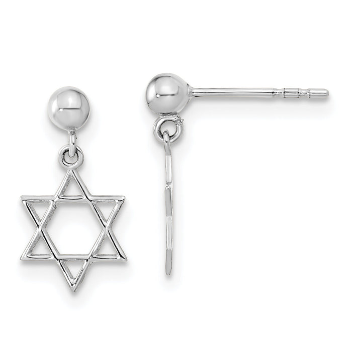 14KW Polished Star of David Post Dangle Earrings-YE2129