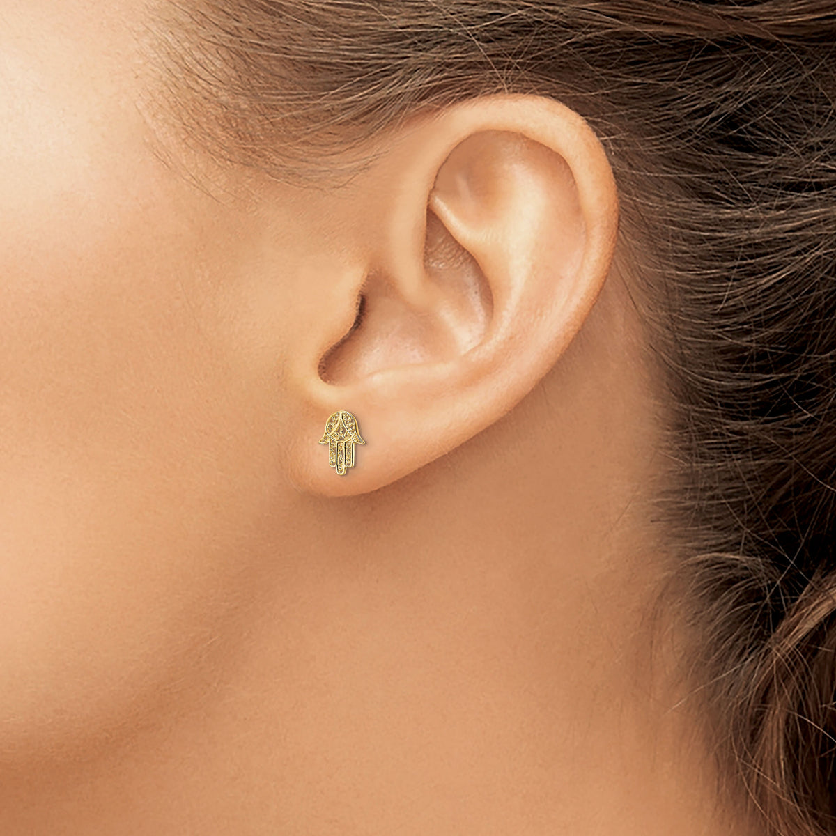14k Hamsa Post Earrings-YE2132