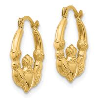 14K Polished Claddagh Hoop Earrings-YE2139