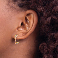 14K Twisted Tri-color Hoop Post Earrings-YE2145