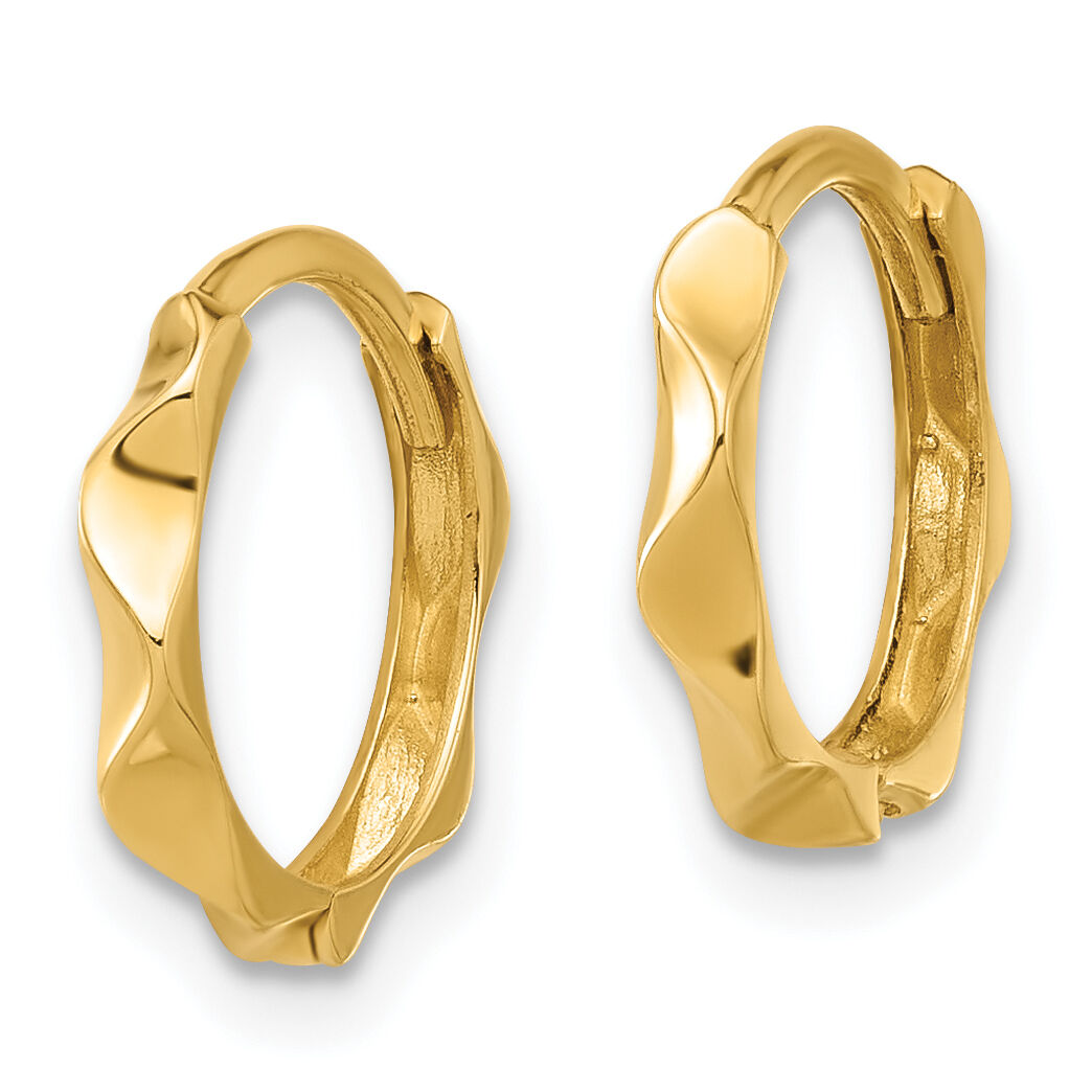 14K Polished Wavy Hinged Hoop Earrings-YE2147