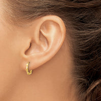 14K Polished Wavy Hinged Hoop Earrings-YE2147