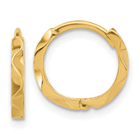 14K Polished Wavy Hinged Hoop Earrings-YE2147