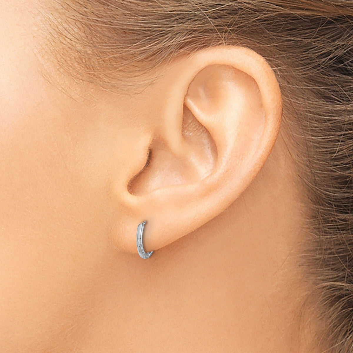 14K White Gold Hinged Hoop Earrings-YE2149