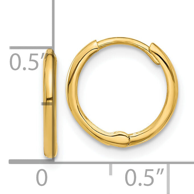 14k Polished 1.45x13mm Hinged Huggie Hoop Earrings-YE2153