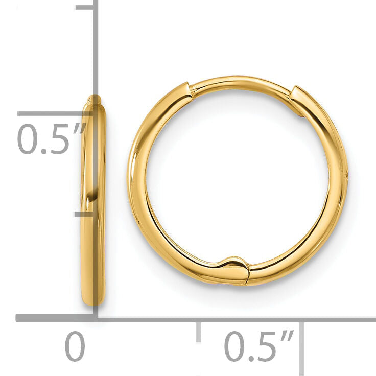 14k Polished 1.45x14mm Hinged Huggie Hoop Earrings-YE2154