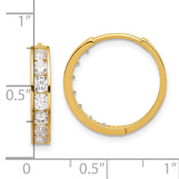 14k Polished CZ 4x18mm Huggie Hoop Earrings-YE2156