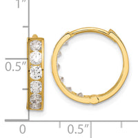 14k Polished CZ 4x16mm Huggie Hoop Earrings-YE2157