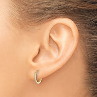14k Polished CZ and D/C 1.5mm Huggie Hoop Earrings-YE2159