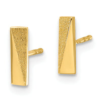 14K Polished and Satin Bar Post Earrings-YE2161