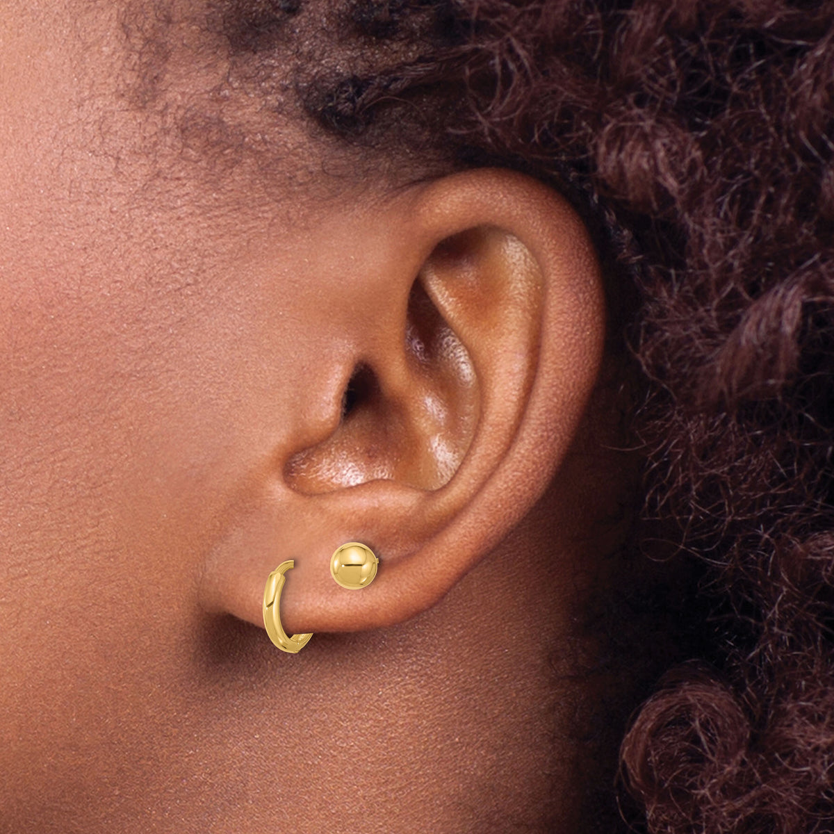 14K Polished 5mm Ball and Hinged Hoop Earring Set-YE2166SET