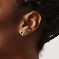 14K CZ Black Epoxy Triangle Post Earrings-YE2170