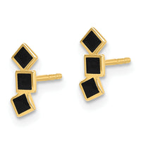 14K Black Epoxy Squares Post Earrings-YE2171