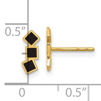 14K Black Epoxy Squares Post Earrings-YE2171